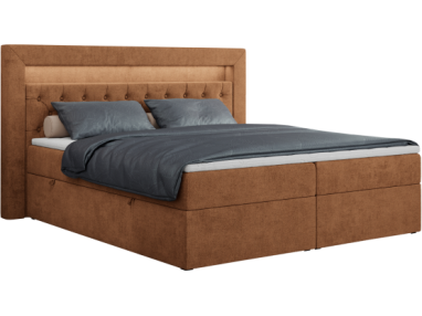 Łóżko kontynentalne GOLD 6 140x200 - H3 - pomarańczowy, struktura