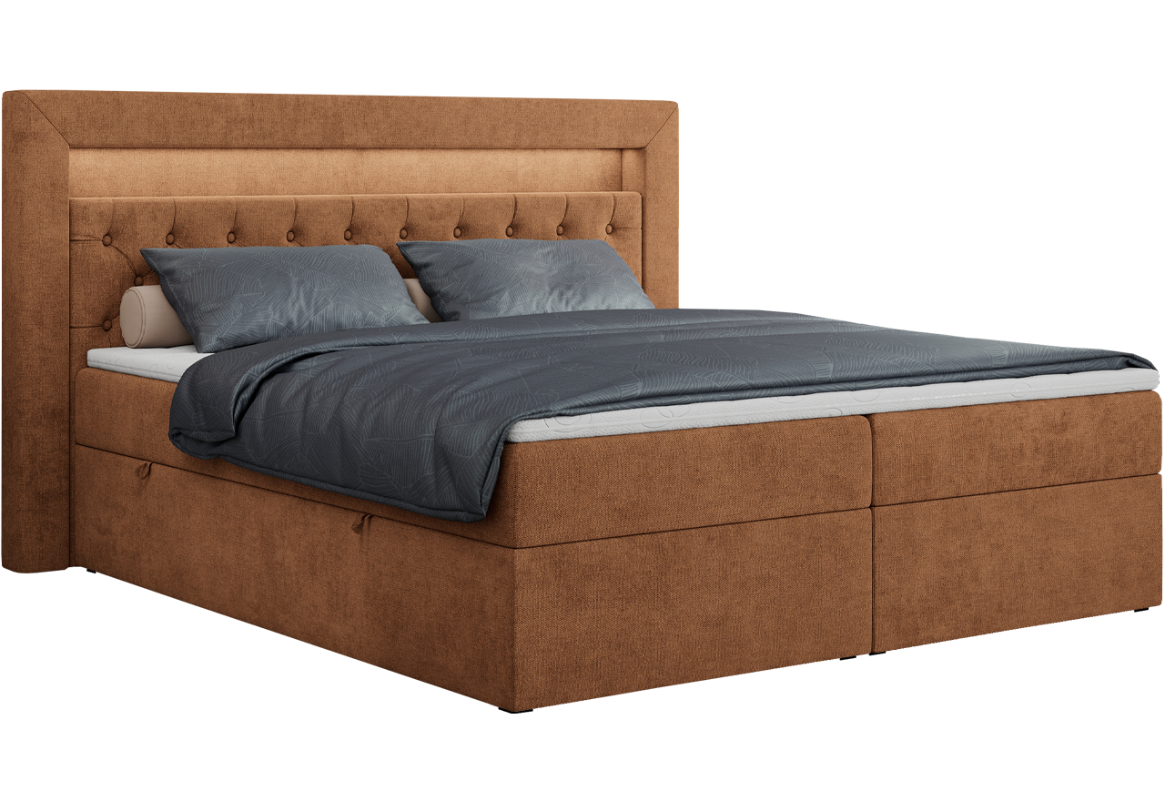 Łóżko kontynentalne GOLD 6 160x200 - H3 - pomarańczowy, struktura