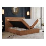 Łóżko kontynentalne GOLD 6 160x200 - H3 - pomarańczowy, struktura