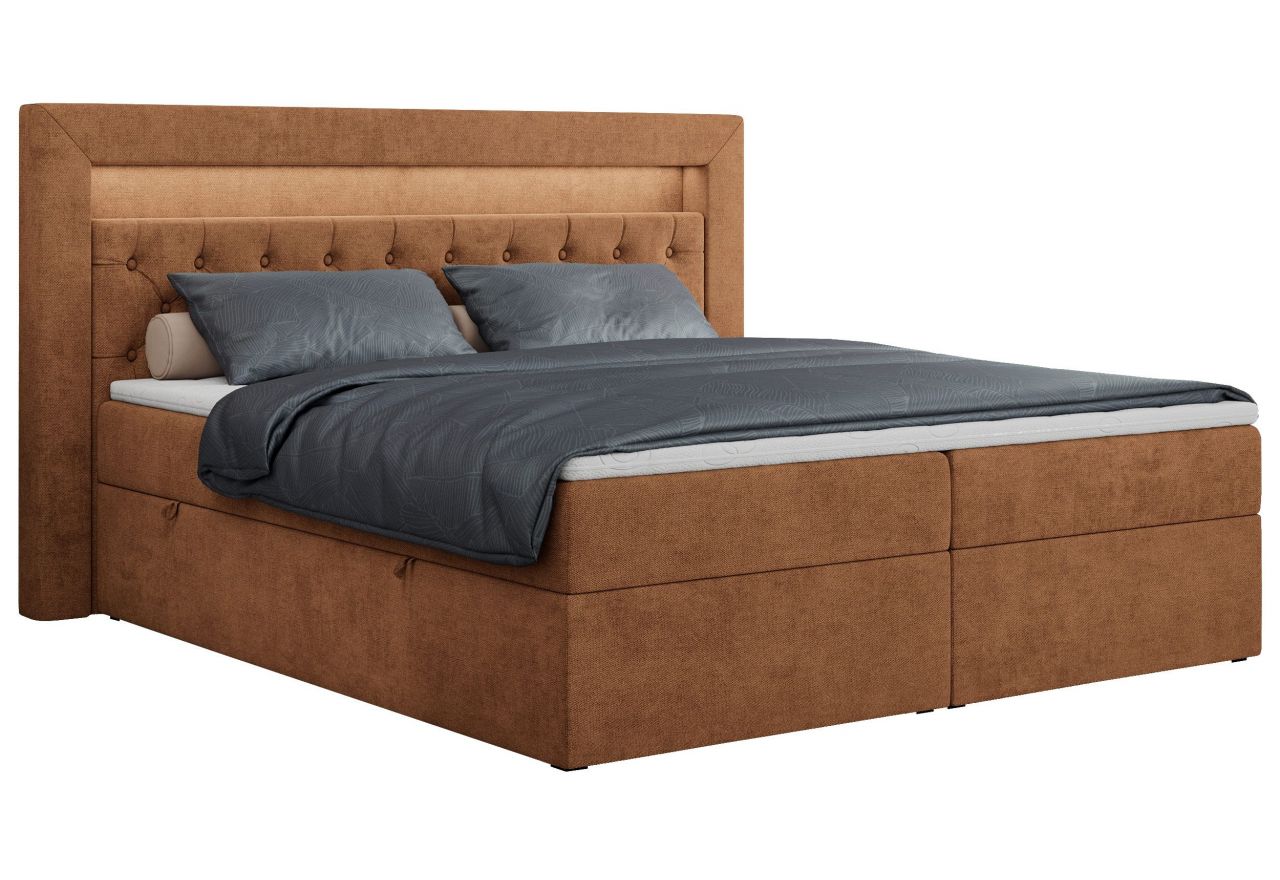 Łóżko kontynentalne GOLD 6 180x200 - H3 - pomarańczowy, struktura