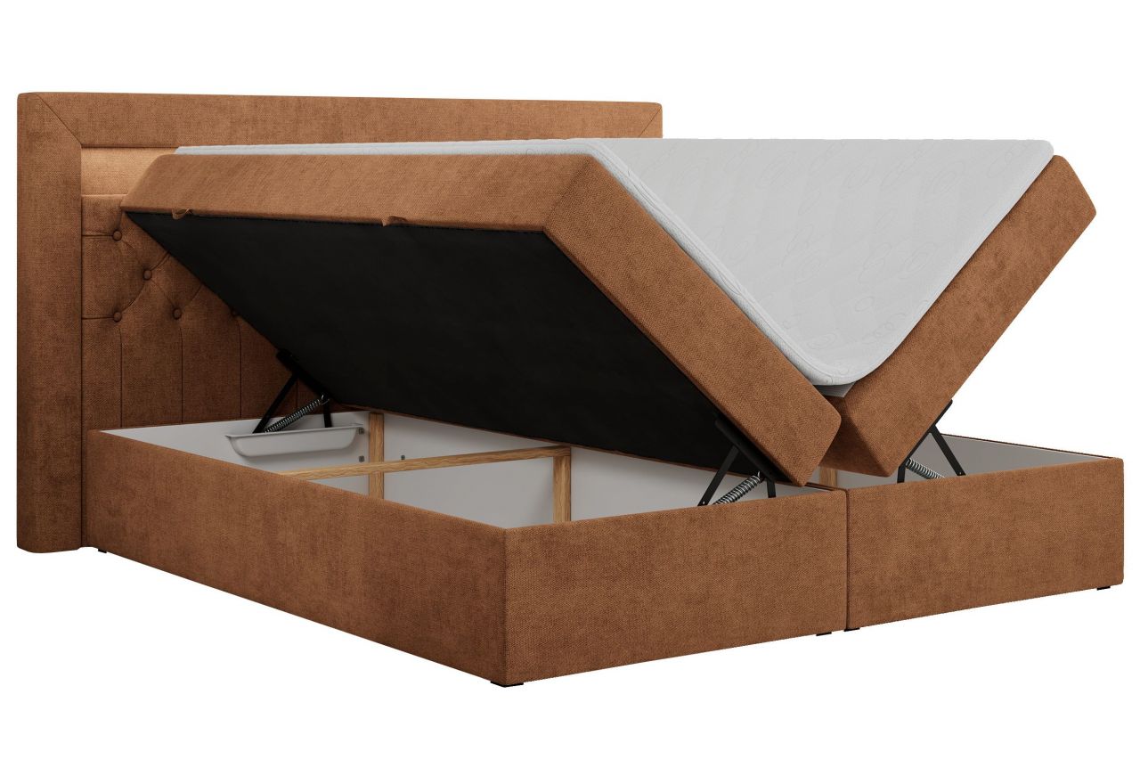 Łóżko kontynentalne GOLD 6 180x200 - H3 - pomarańczowy, struktura