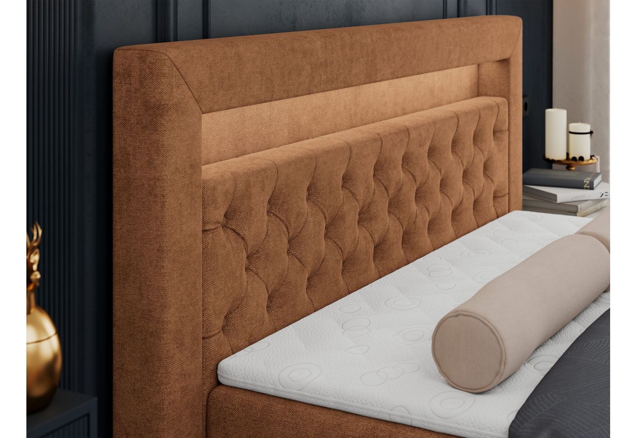 Łóżko kontynentalne GOLD 6 120x200 - H4 - pomarańczowy, struktura