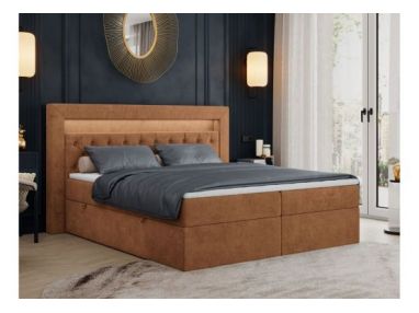 Łóżko kontynentalne GOLD 6 200x200 - H4 - pomarańczowy, struktura