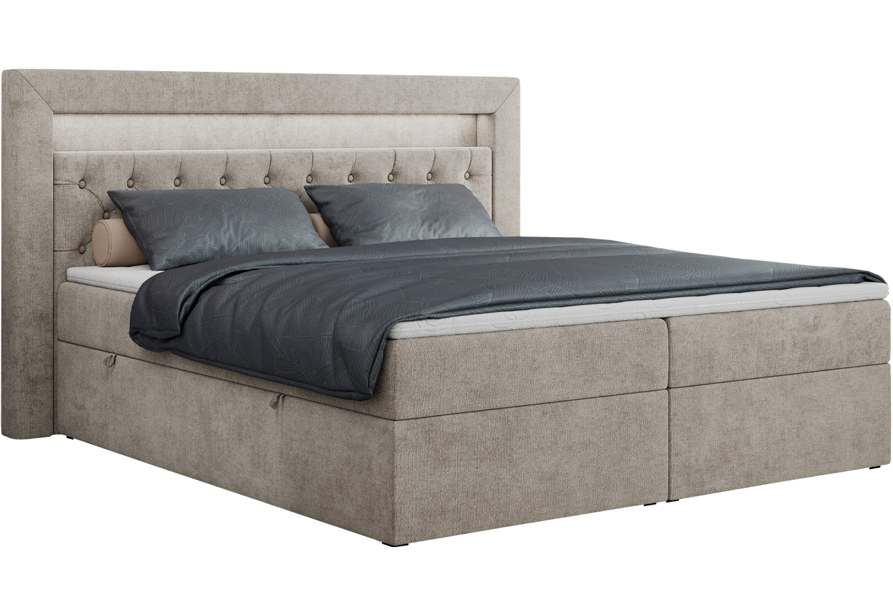 Łóżko kontynentalne GOLD 6 160x200 - H3 - beżowy, struktura