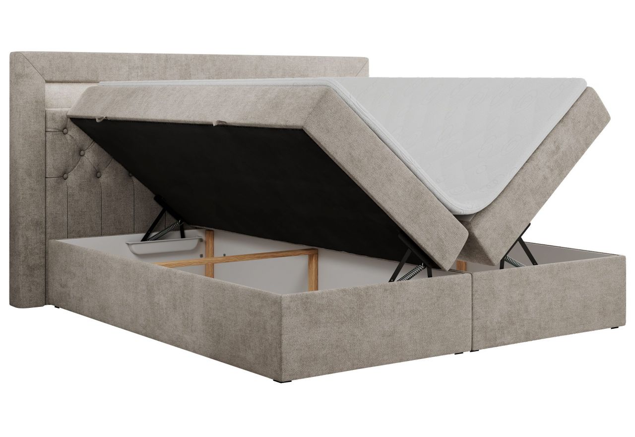 Łóżko kontynentalne GOLD 6 200x200 - H3 - beżowy, struktura