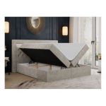 Łóżko kontynentalne GOLD 6 140x200 - H4 - beżowy, struktura