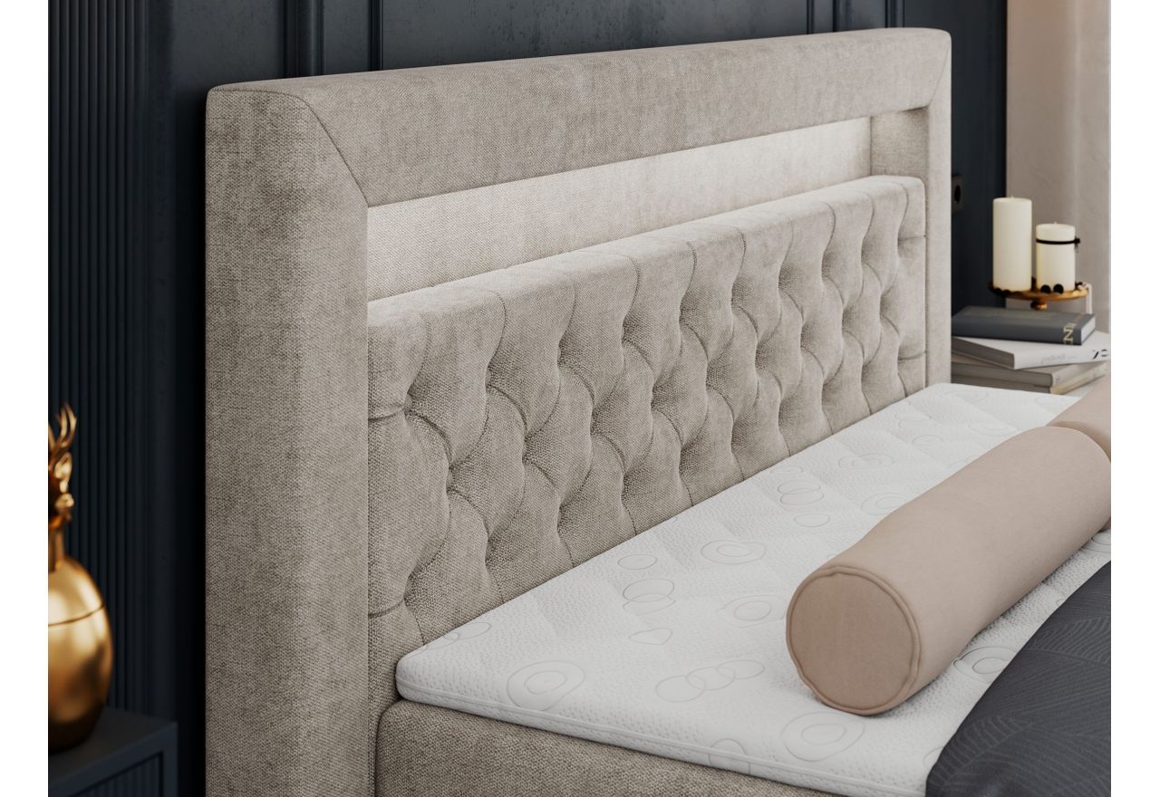 Łóżko kontynentalne GOLD 6 160x200 - H4 - beżowy, struktura