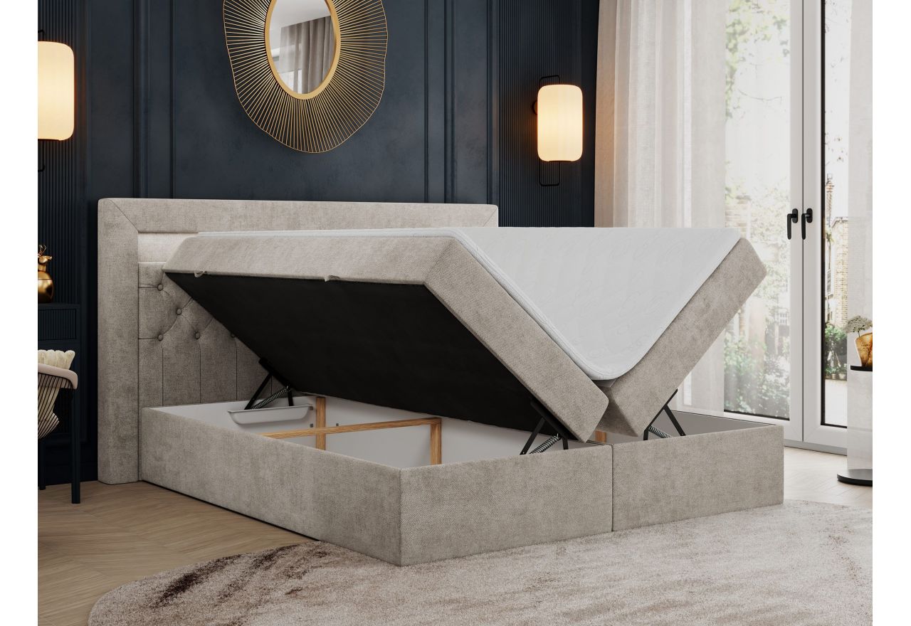 Łóżko kontynentalne GOLD 6 180x200 - H4 - beżowy, struktura