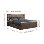 Łóżko kontynentalne GOLD 6 120x200 - H3 - brązowy, welwet