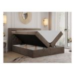 Łóżko kontynentalne GOLD 6 120x200 - H3 - brązowy, welwet