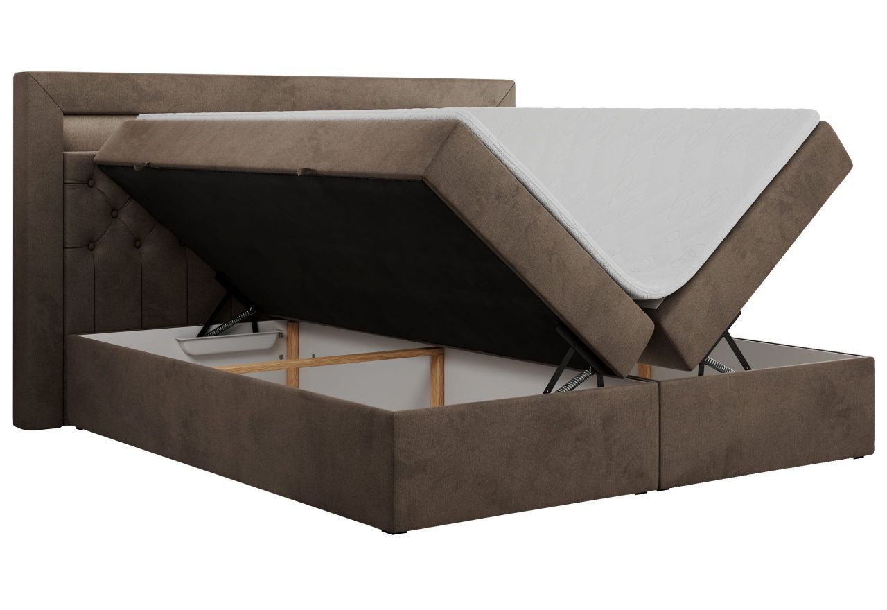 Łóżko kontynentalne GOLD 6 120x200 - H3 - brązowy, welwet