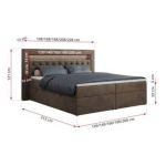 Łóżko kontynentalne GOLD 6 160x200 - H3 - brązowy, welwet