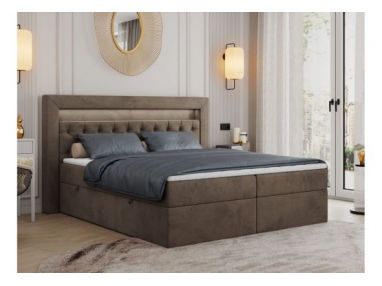 Łóżko kontynentalne GOLD 6 180x200 - H3 - brązowy, welwet