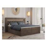 Łóżko kontynentalne GOLD 6 200x200 - H3 - brązowy, welwet