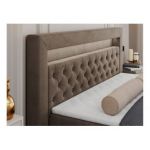 Łóżko kontynentalne GOLD 6 160x200 - H4 - brązowy, welwet