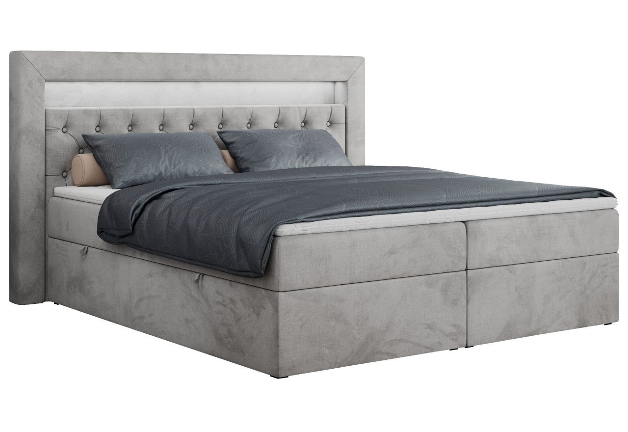 Łóżko kontynentalne GOLD 6 120x200 - H3 - jasnoszary, welwet