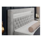 Łóżko kontynentalne GOLD 6 200x200 - H3 - jasnoszary, welwet