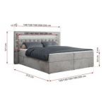 Łóżko kontynentalne GOLD 6 120x200 - H4 - jasnoszary, welwet