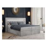 Łóżko kontynentalne GOLD 6 180x200 - H4 - jasnoszary, welwet