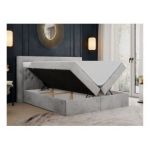 Łóżko kontynentalne GOLD 6 180x200 - H4 - jasnoszary, welwet