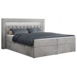 Łóżko kontynentalne GOLD 6 200x200 - H4 - jasnoszary, welwet