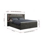 Łóżko kontynentalne GOLD 6 120x200 - H3 - ciemnoszary, welwet