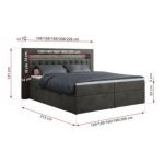 Łóżko kontynentalne GOLD 6 140x200 - H4 - ciemnoszary, welwet