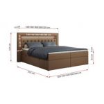 Łóżko kontynentalne GOLD 6 120x200 - H3 - brązowy, ekoskóra