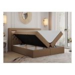 Łóżko kontynentalne GOLD 6 120x200 - H4 - brązowy, ekoskóra