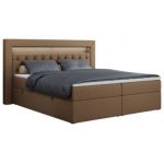 Łóżko kontynentalne GOLD 6 140x200 - H4 - brązowy, ekoskóra