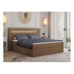 Łóżko kontynentalne GOLD 6 180x200 - H4 - brązowy, ekoskóra