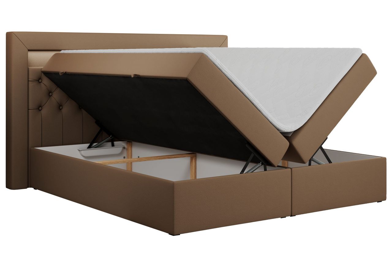 Łóżko kontynentalne GOLD 6 180x200 - H4 - brązowy, ekoskóra