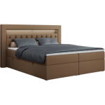 Łóżko kontynentalne GOLD 6 200x200 - H4 - brązowy, ekoskóra