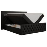 Łóżko kontynentalne GOLD 9 200x200 - H3 - czarny, ekoskóra