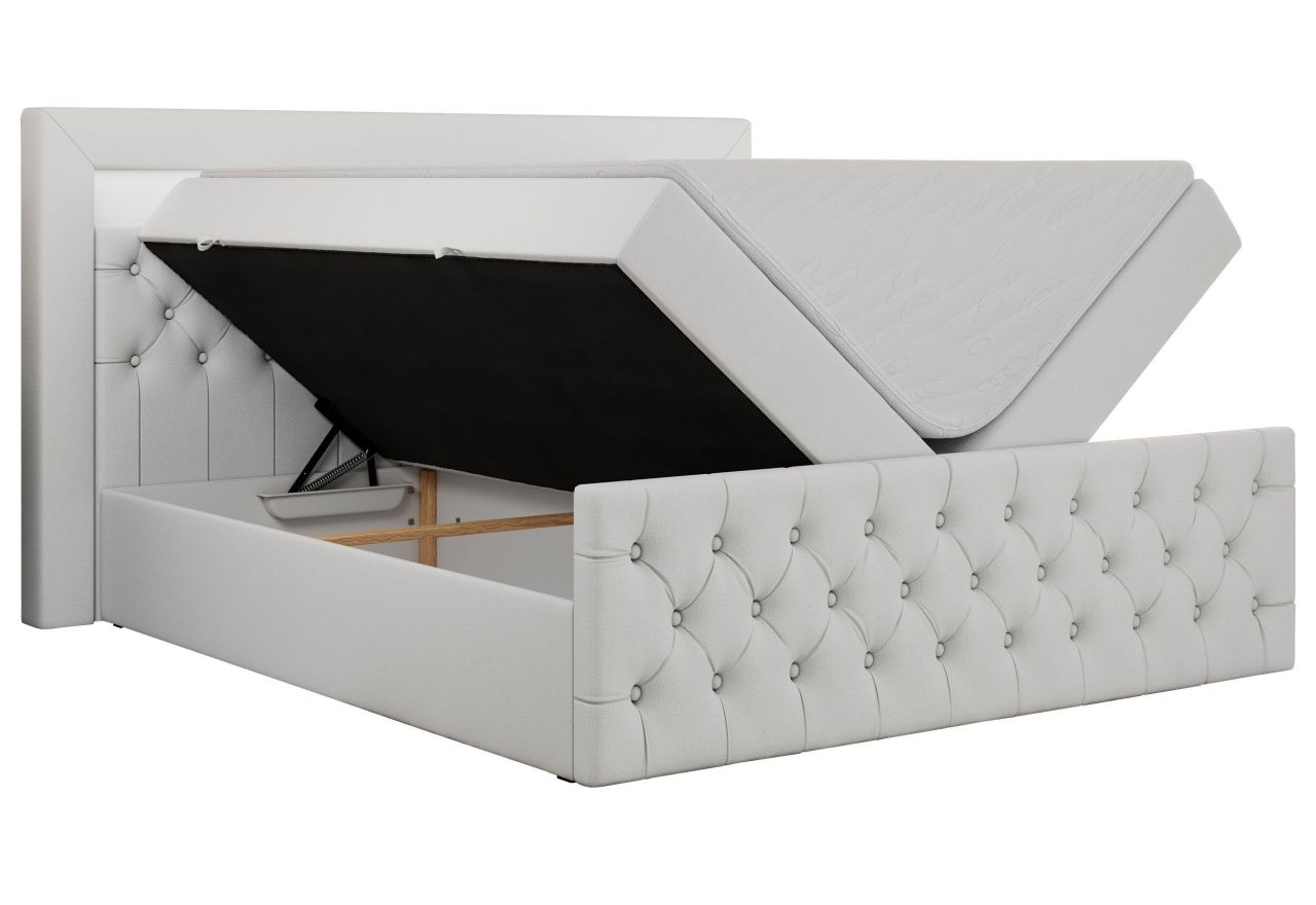 Łóżko kontynentalne GOLD 9 140x200 - H3 - biały, ekoskóra