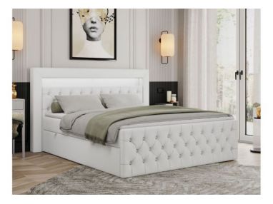 Łóżko kontynentalne GOLD 9 180x200 - H3 - biały, ekoskóra