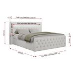 Łóżko kontynentalne GOLD 9 200x200 - H3 - biały, ekoskóra