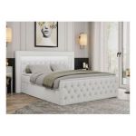 Łóżko kontynentalne GOLD 9 120x200 - H4 - biały, ekoskóra