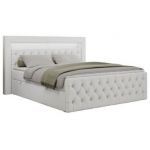 Łóżko kontynentalne GOLD 9 160x200 - H4 - biały, ekoskóra