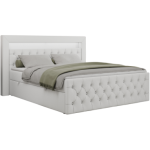 Łóżko kontynentalne GOLD 9 180x200 - H4 - biały, ekoskóra