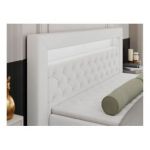 Łóżko kontynentalne GOLD 9 200x200 - H4 - biały, ekoskóra