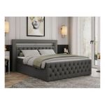 Łóżko kontynentalne GOLD 9 120x200 - H3 - ciemnoszary, ekoskóra