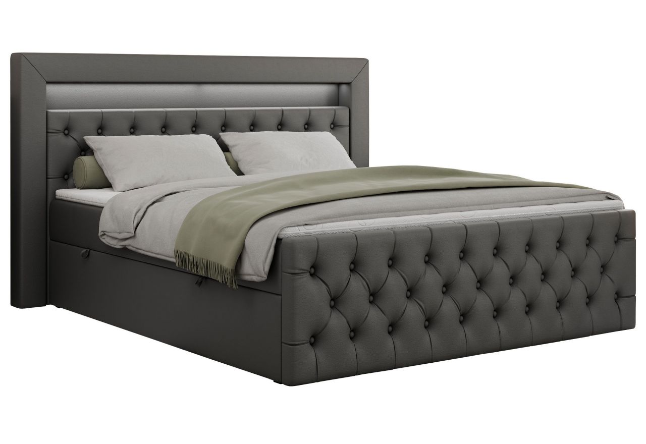 Łóżko kontynentalne GOLD 9 140x200 - H3 - ciemnoszary, ekoskóra