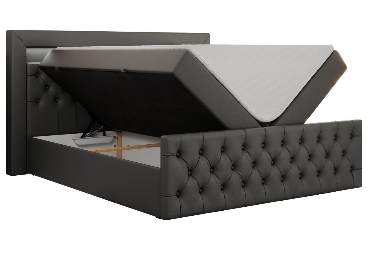 Łóżko kontynentalne GOLD 9 140x200 - H3 - ciemnoszary, ekoskóra