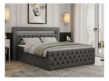 Łóżko kontynentalne GOLD 9 200x200 - H3 - ciemnoszary, ekoskóra