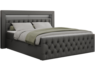 Łóżko kontynentalne GOLD 9 180x200 - H4 - ciemnoszary, ekoskóra