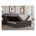 Łóżko kontynentalne GOLD 9 180x200 - H4 - ciemnoszary, ekoskóra