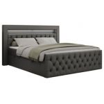 Łóżko kontynentalne GOLD 9 180x200 - H4 - ciemnoszary, ekoskóra