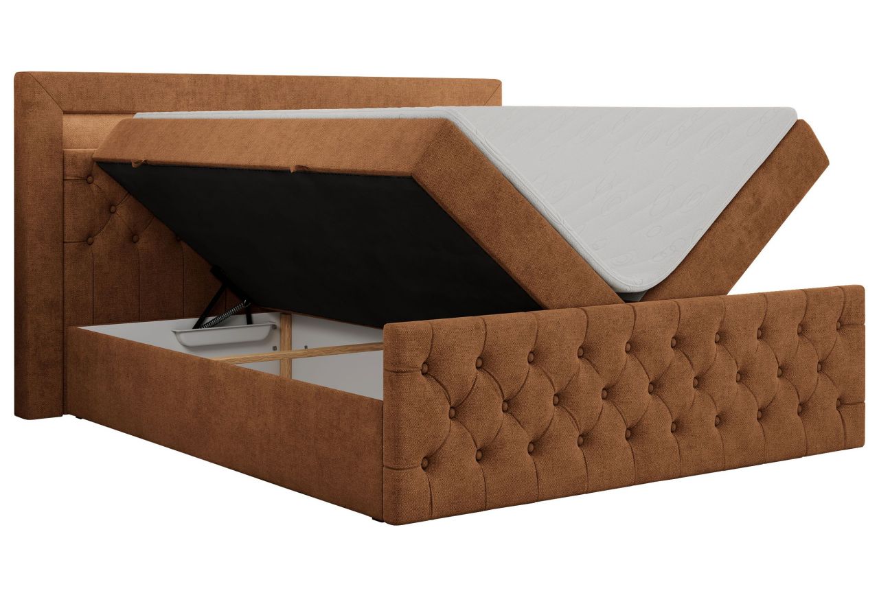 Łóżko kontynentalne GOLD 9 140x200 - H3 - pomarańczowy, struktura