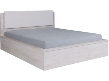Eleganckie dwuosobowe łóżko 160x200 cm z opcją oświetlenia LED do sypialni - VIGA Dąb Biały